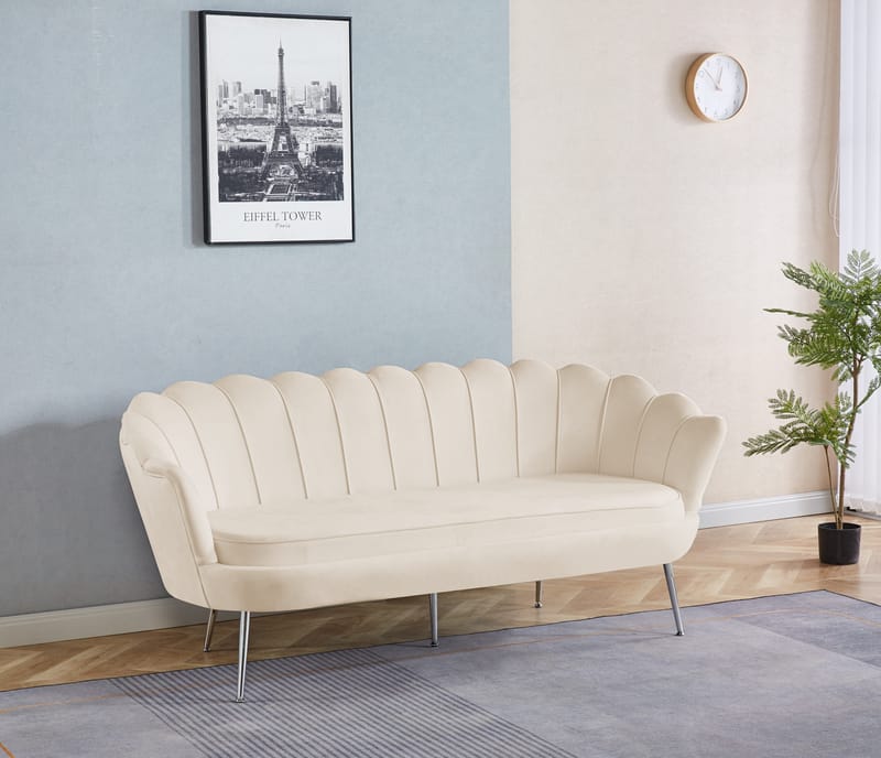 3-sits Soffa Kingsley i Sammet 180 cm - Offwhite - Möbler - Soffa - Sammetssoffa