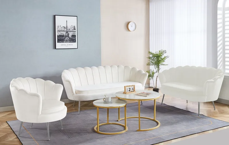 3-sits Soffa Kingsley i Sammet 180 cm - Offwhite - Möbler - Soffa - Sammetssoffa