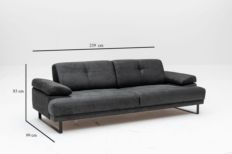 Kitimat Soffa 3-sits - Antracit - 3 sits soffa