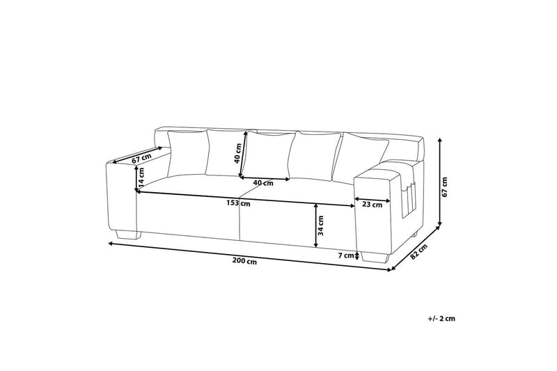 Lahall Manchestersoffa 200 cm - Grå - Möbler - Soffa - 3 sits soffa