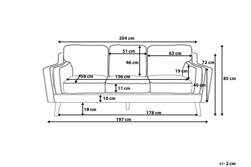 Lokka Soffa 3 Sits - Brun - 3 sits soffa