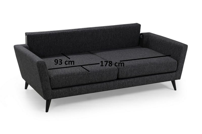 Mangia 3-sits Bäddsoffa 93x178 cm i Tyg - Antracit - Möbler - Soffa - Bäddsoffa - Bäddsoffa 3 sits