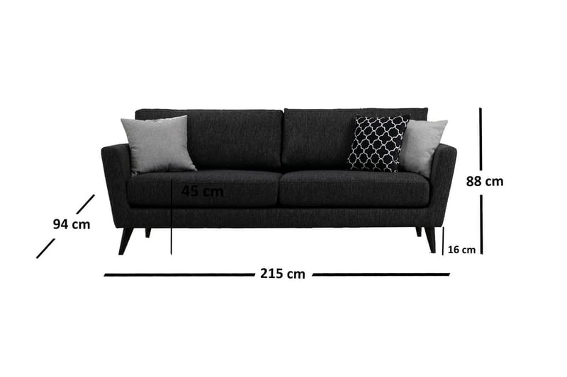 Mangia 3-Sits Soffa - Grå - Möbler - Soffa - 3 sits soffa