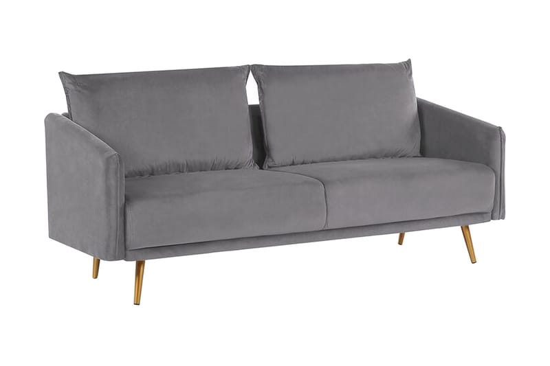 Maurana 3-sits Sammetssoffa med Metallben - Grå - Möbler - Soffa - 3 sits soffa