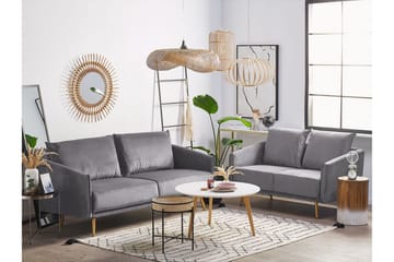 Maurana 3-sits Sammetssoffa med Metallben - Grå - Möbler - Soffa - 3 sits soffa