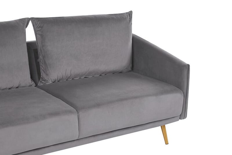 Maurana 3-sits Sammetssoffa med Metallben - Grå - Möbler - Soffa - 3 sits soffa