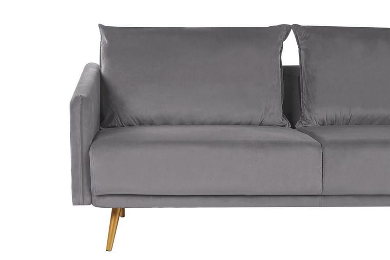 Maurana 3-sits Sammetssoffa med Metallben - Grå - Möbler - Soffa - 3 sits soffa