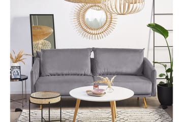 Maurana 3-sits Sammetssoffa med Metallben - Grå - Möbler - Soffa - 3 sits soffa