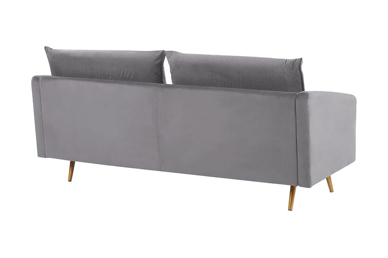 Maurana 3-sits Sammetssoffa med Metallben - Grå - Möbler - Soffa - 3 sits soffa