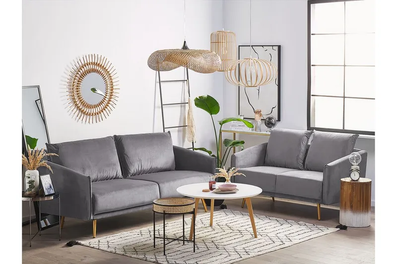 Maurana 3-sits Soffa - Sammet/Grå - Möbler - Soffa - 3 sits soffa