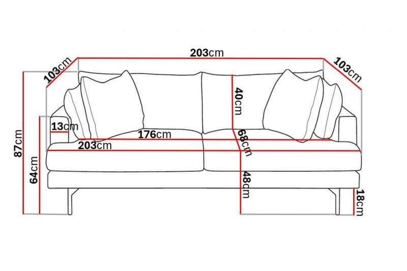 Menard 3-sits Djup Manchestersoffa 205 cm bred - Beige - Möbler - Soffa - 3 sits soffa