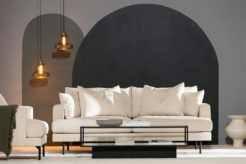 Menard 3-sits Djup Manchestersoffa - Beige - Möbler - Soffa - 3 sits soffa