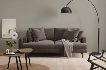 Menard 3-sits Djup Manchestersoffa - Mörkgrå - Möbler - Soffa - 3 sits soffa
