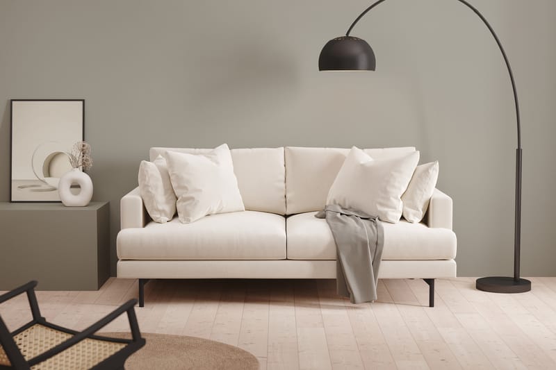 Menard 3-sits Djup Sammetssoffa 205 cm bred - Krämvit - Möbler - Soffa - 3 sits soffa