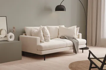 Menard 3-sits Djup Sammetssoffa 205 cm bred - Krämvit - Möbler - Soffa - 3 sits soffa