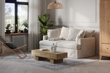 Menard 3-sits Djup Tygsoffa - Beige - Möbler - Soffa - 3 sits soffa