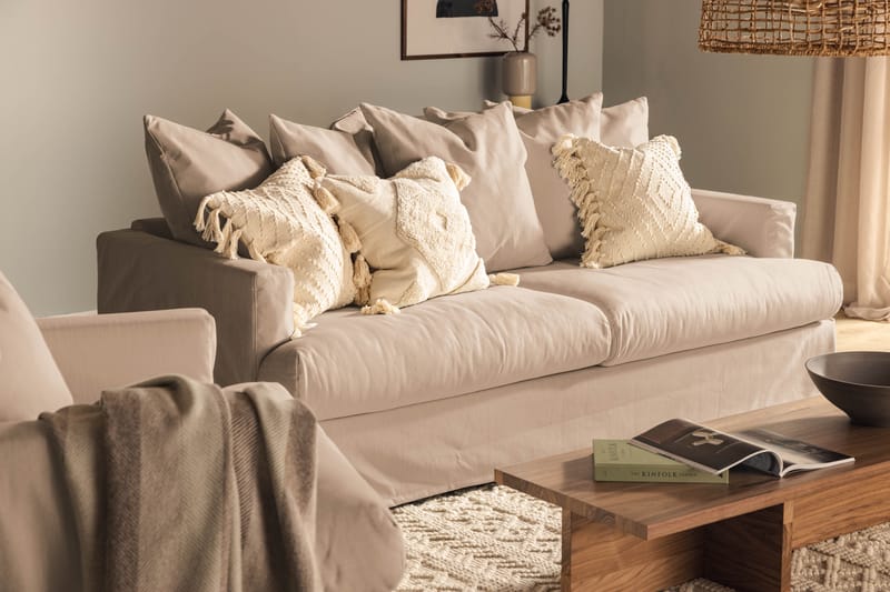 Menard 3-sits Soffa Tvättbar & avtagbar klädsel - Beige - 3 sits soffa