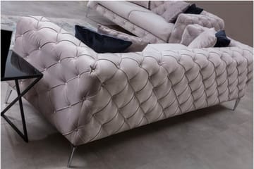 Mezonzo 3-sits Knappdjuphäftad Chesterfield Soffa 237 cm i Sammet - Grå - Möbler - Soffa - 3 sits soffa