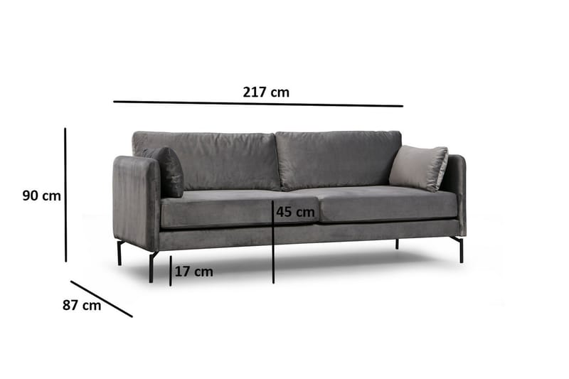 Mezonzo 3-sits Soffa - Grå - Möbler - Soffa - 3 sits soffa
