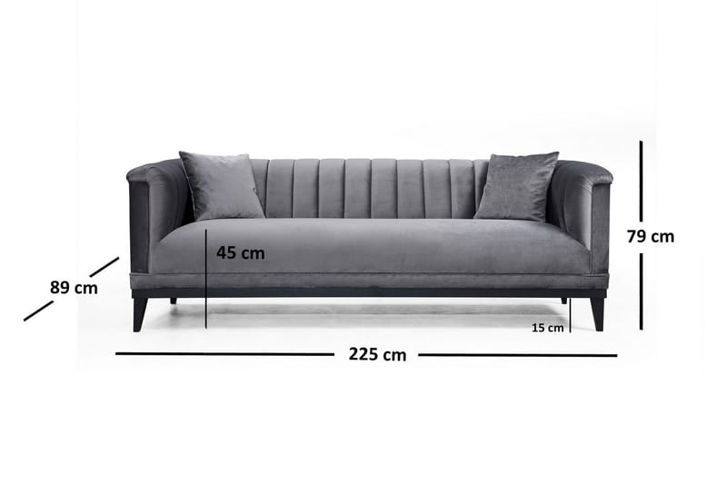 Mezonzo 3-sits Soffa - Grå - Möbler - Soffa - 3 sits soffa