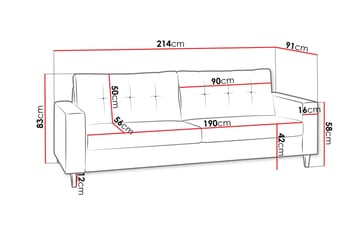 Mist Soffa 154x91x83 cm - Rosa - Möbler - Soffa - 3 sits soffa