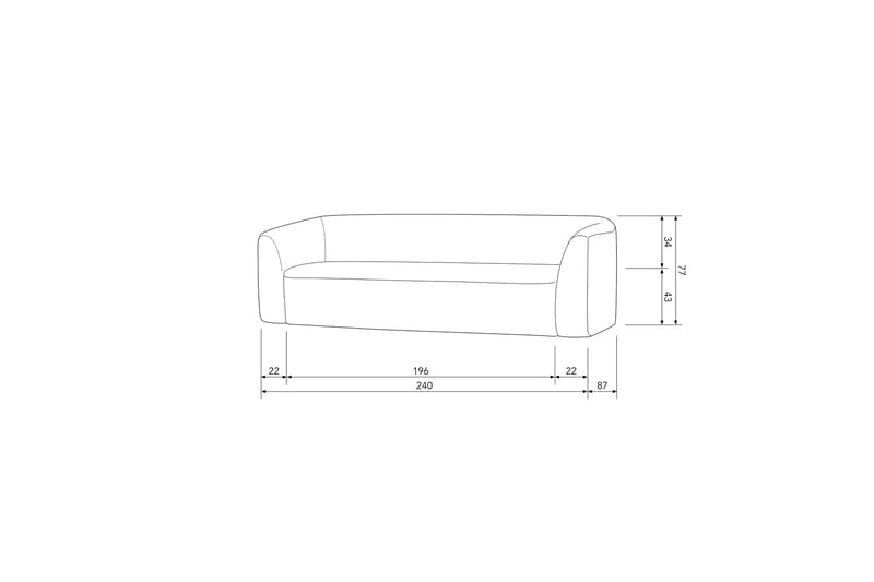 Mooli Soffa 3-sits - Grå - 3 sits soffa