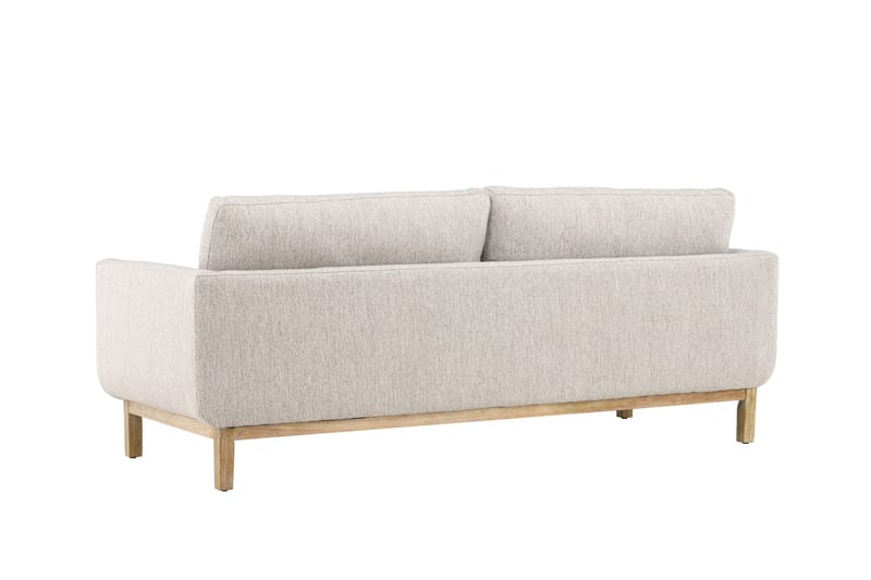 Olympos 3-sits Soffa med Rundade Armstöd i Tyg med Träben - Beige - Möbler - Soffa - 3 sits soffa
