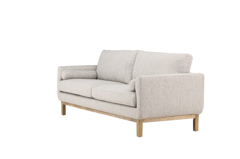 Olympos 3-sits Soffa med Rundade Armstöd i Tyg med Träben - Beige - Möbler - Soffa - 3 sits soffa