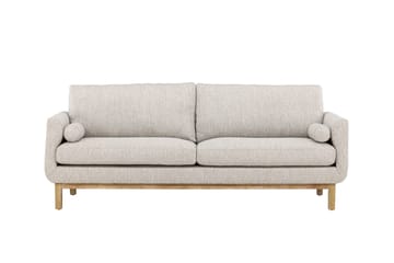 Olympos 3-sits Soffa med Rundade Armstöd i Tyg med Träben - Beige - Möbler - Soffa - 3 sits soffa
