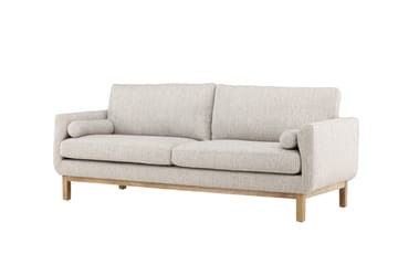 Olympos 3-sits Soffa med Rundade Armstöd i Tyg med Träben - Beige - Möbler - Soffa - 3 sits soffa