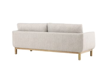 Olympos 3-sits Soffa med Rundade Armstöd i Tyg med Träben - Beige - Möbler - Soffa - 3 sits soffa