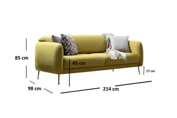 Panchenko 3-Sits Soffa - Gul - Möbler - Soffa - Bäddsoffa - Bäddsoffa 3 sits