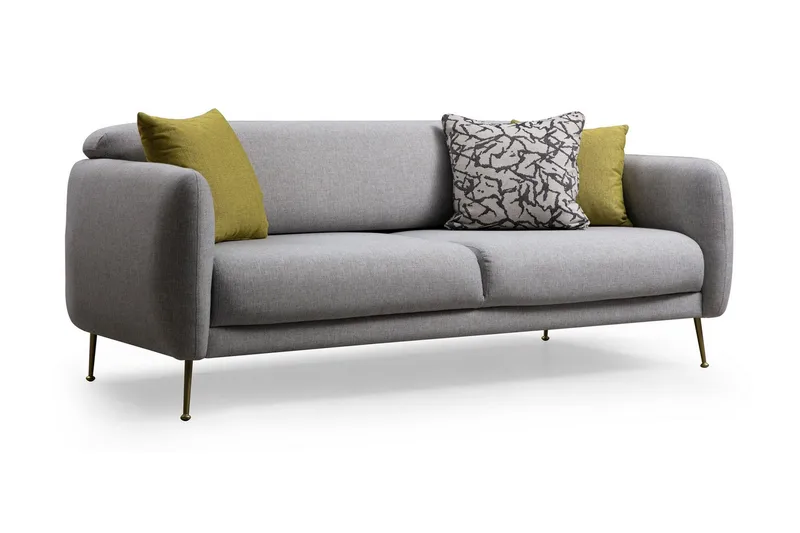 Panchenko Bäddsoffa Rundade Armstöd 88x183 cm i Tyg, Grå