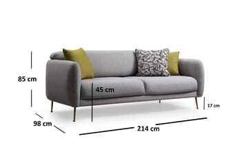 Panchenko Bäddsoffa Rundade Armstöd 88x183 cm i Tyg - Grå - Möbler - Soffa - Bäddsoffa - Bäddsoffa 3 sits
