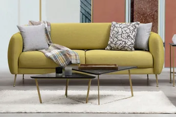 Panchenko Bäddsoffa Rundade Armstöd 88x183 cm i Tyg - Gul - Möbler - Soffa - Bäddsoffa - Bäddsoffa 3 sits