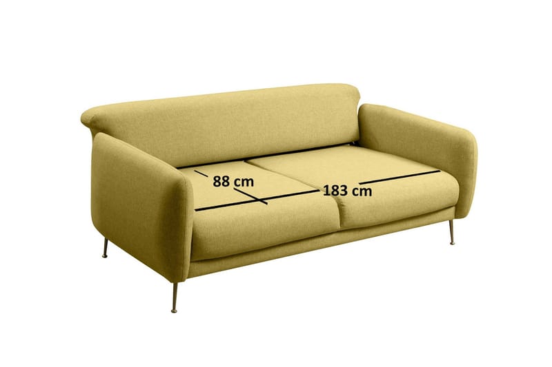 Panchenko Bäddsoffa Rundade Armstöd 88x183 cm i Tyg - Gul - Möbler - Soffa - Bäddsoffa - Bäddsoffa 3 sits