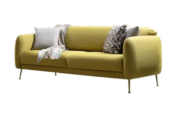 Panchenko Bäddsoffa Rundade Armstöd 88x183 cm i Tyg - Gul - Möbler - Soffa - Bäddsoffa - Bäddsoffa 3 sits