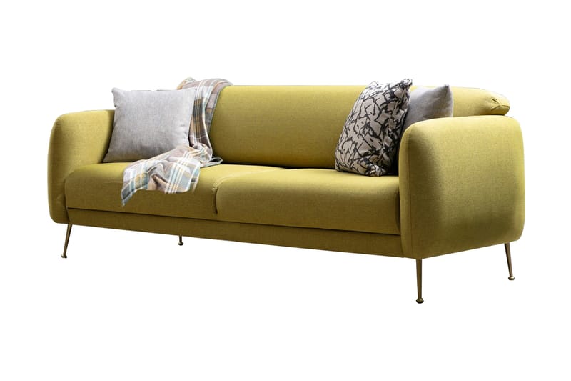 Panchenko Bäddsoffa Rundade Armstöd 88x183 cm i Tyg - Gul - Möbler - Soffa - Bäddsoffa - Bäddsoffa 3 sits