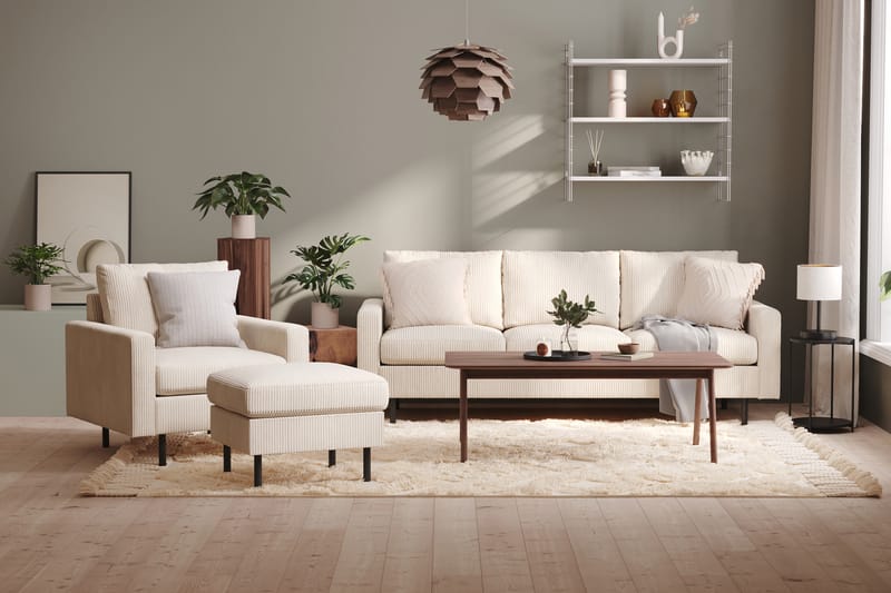 Peppe 3-sits Manchestersoffa 200 cm bred - Beige - Möbler - Soffa - 3 sits soffa