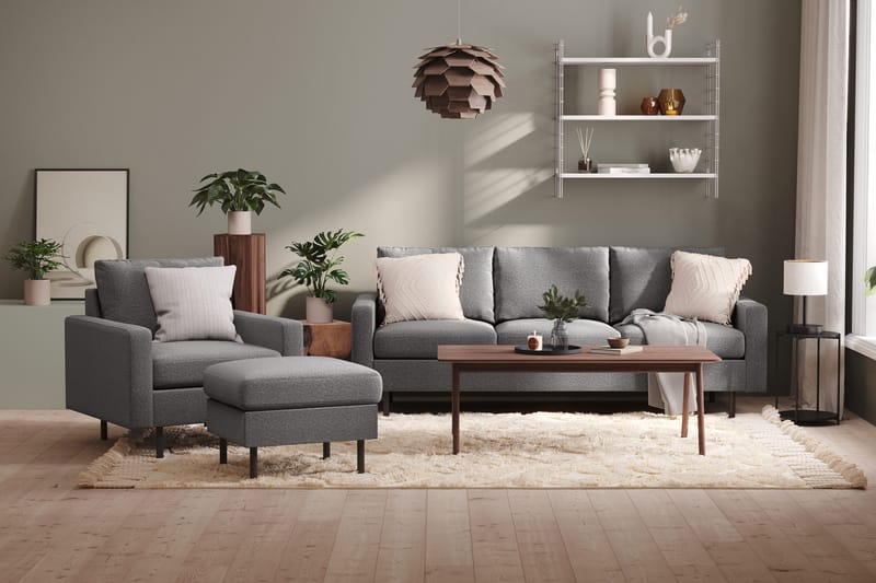 Peppe 3-sits Tygsoffa - Ljusgrå - Möbler - Soffa - 3 sits soffa