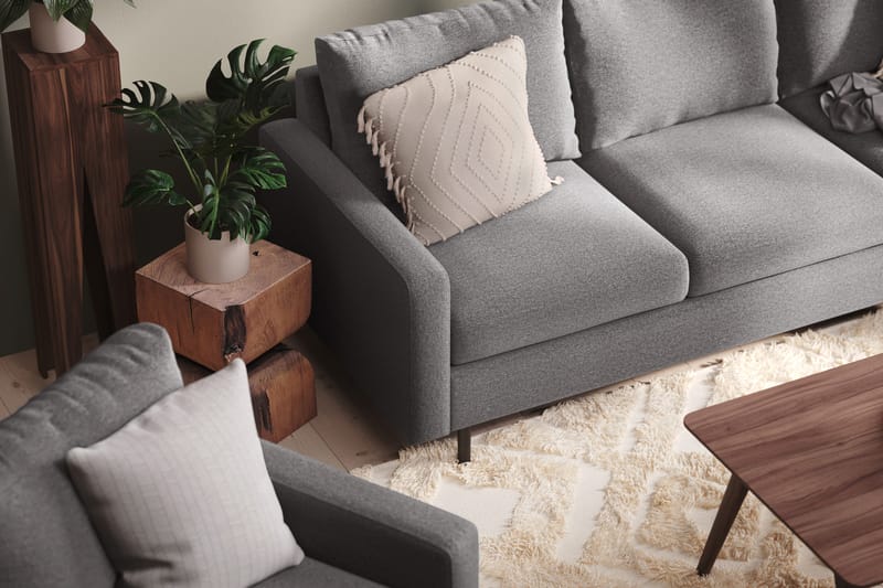 Peppe 3-sits Tygsoffa - Ljusgrå - Möbler - Soffa - 3 sits soffa