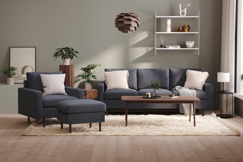 Peppe 3-sits Tygsoffa - Mörkgrå - Möbler - Soffa - 3 sits soffa