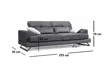 Raedeke 3-Sits Soffa - Svart - Möbler - Soffa - 3 sits soffa
