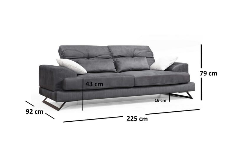 Raedeke 3-Sits Soffa - Svart - Möbler - Soffa - 3 sits soffa
