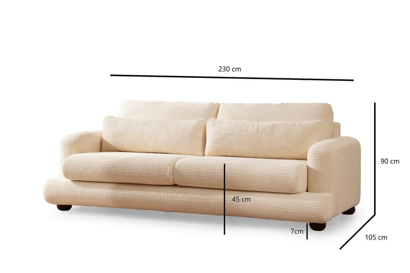 Relento Soffa 3-sits - Beige - 3 sits soffa