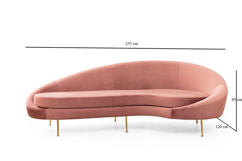 Revelstoke Soffa 3-sits - Rosa - 3 sits soffa