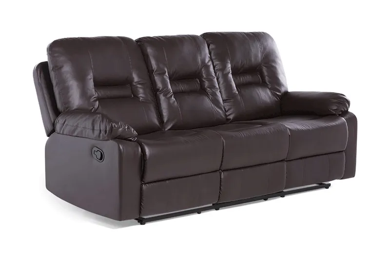 Rovik 3-sits Reclinersoffa i Konstläder med Metallunderrede, Brun