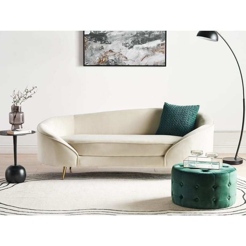 3-sits soffa Savar - Ljusbeige, guld - Möbler - Soffa - Sammetssoffa