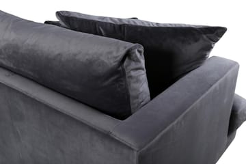 Sofia 3-sits Låg Soffa med Lösa Kuddar i Sammet - Grå - Möbler - Soffa - 3 sits soffa