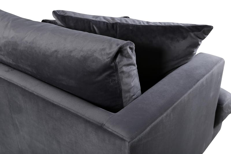Sofia 3-sits Låg Soffa med Lösa Kuddar i Sammet - Grå - Möbler - Soffa - 3 sits soffa